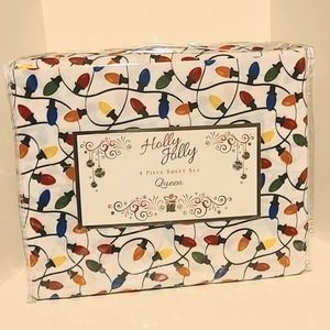 Queen Sheet set with pillowcases.